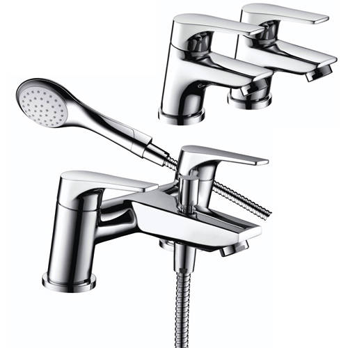 Larger image of Bristan Vantage Pair Of Basin & Bath Shower Mixer Tap Pack (Chrome).