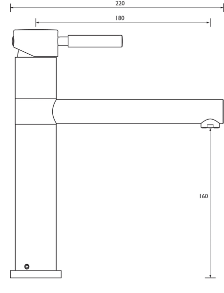 Technical image of Bristan Kitchen Vegas Easy Fit Tall Kitchen Tap (Brushed Nickel).