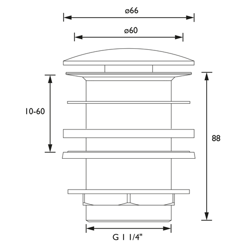 Technical image of Bristan Accessories Round Clicker Basin Waste (Unslotted, Gold).