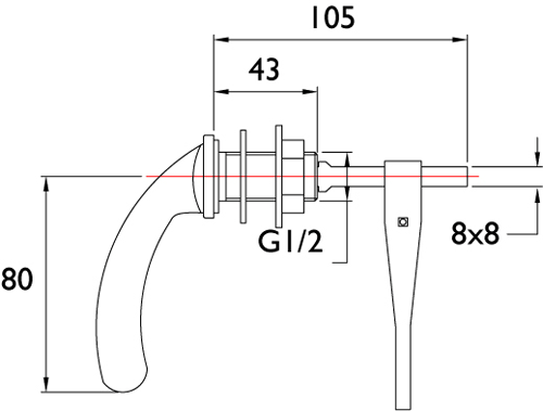 Technical image of Bristan Accessories Economy Cistern Lever (Gold).