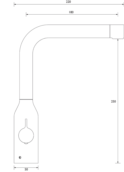 Technical image of Bristan Kitchen Wine Easy Fit Kitchen Tap (Brushed Nickel).