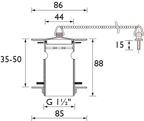 Technical image of Bristan Accessories Belfast Sink Waste (Slotted, Gold).