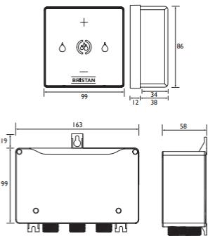 Technical image of Bristan Wave Thermostatic Digital Shower Valve Only (1 Outlet).