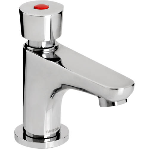 Larger image of Bristan Commercial Timed Flow Soft Touch Pillar Basin Tap (Single, Chrome).