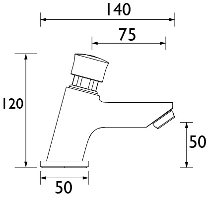 Technical image of Bristan Commercial Timed Flow Soft Touch Luxury Basin Tap (Single).