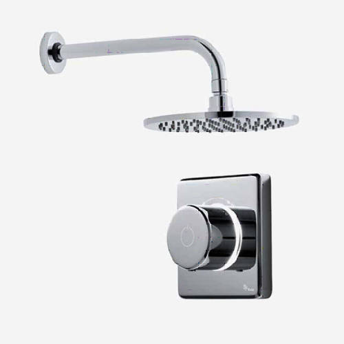 Larger image of Digital Showers Digital Shower Valve, Wall Arm & 8" Shower Head (HP).