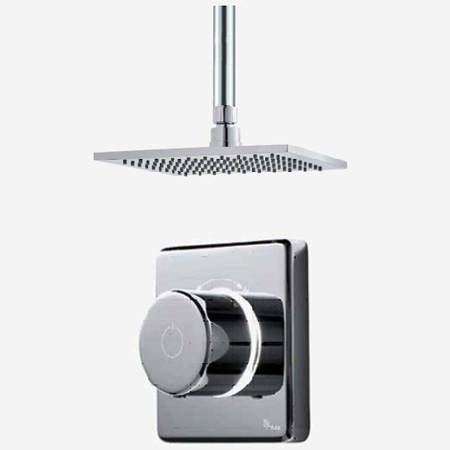 Larger image of Digital Showers Digital Shower Valve, Remote & 8" Square Shower Head (HP).