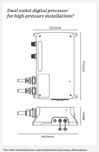 Technical image of Digital Showers Digital Shower Pack, Slide Rail, Round Head & Remote (HP).