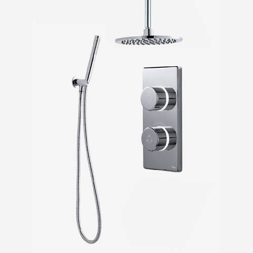 Larger image of Digital Showers Twin Digital Shower Pack, 8" Round Head & Kit (HP).