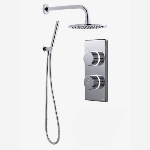 Larger image of Digital Showers Twin Digital Shower Pack, 8" Round Head & Kit (HP).