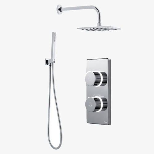Larger image of Digital Showers Twin Digital Shower Pack, 8" Square Head & Kit (HP).