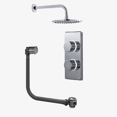 Larger image of Digital Showers Twin Digital Shower Pack, Bath Filler & 8" Round Head (HP).