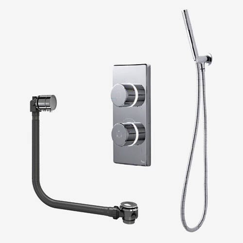Larger image of Digital Showers Twin Digital Shower Pack, Bath Filler & Shower Kit (HP).