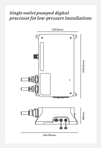 Technical image of Digital Showers Digital Shower Valve, Remote & 8" Square Shower Head (LP).