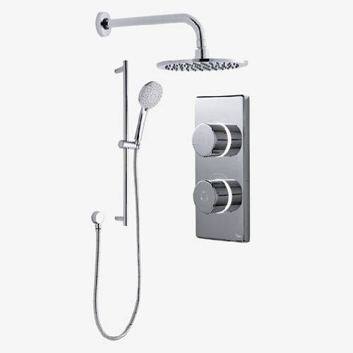 Larger image of Digital Showers Twin Digital Shower Pack, Slide Rail & 8" Round Head (LP).