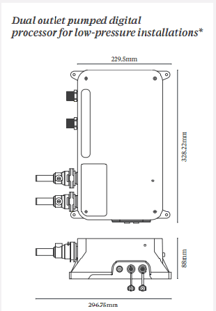 Technical image of Digital Showers Twin Digital Shower Pack, Slide Rail & 8" Round Head (LP).