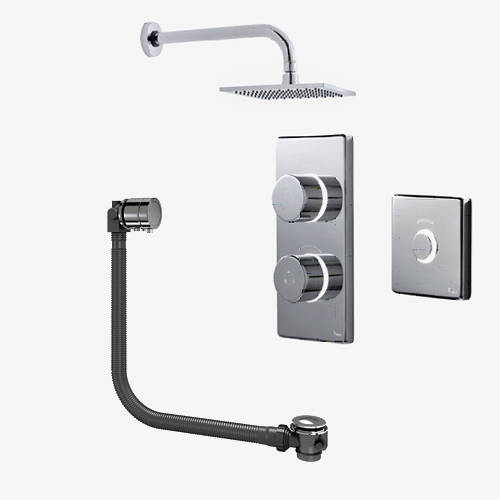 Larger image of Digital Showers Digital Shower Pack, Bath Filler, Remote & Square Head (LP)