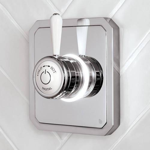 Example image of Digital Showers Digital Shower Valve, Ceiling Arm & 12" Shower Head (HP).