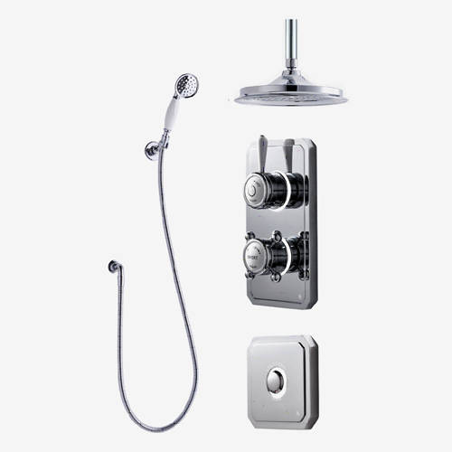 Larger image of Digital Showers Twin Digital Shower Pack, Spray Kit, 9" Head & Remote (HP).