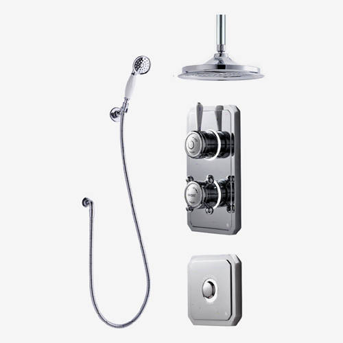 Larger image of Digital Showers Twin Digital Shower Pack, Spray Kit, 6" Head & Remote (HP).