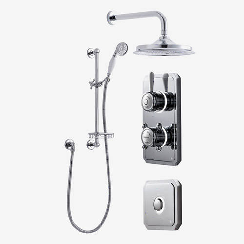 Larger image of Digital Showers Digital Shower Pack, Rail, Basket, 6" Head & Remote (HP).