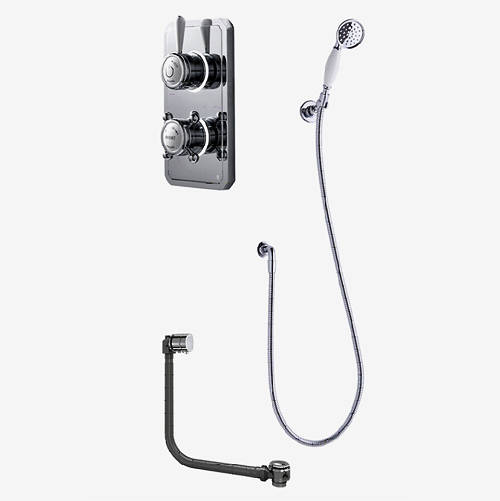 Larger image of Digital Showers Twin Digital Shower Pack, Bath Filler & Shower Kit (LP).