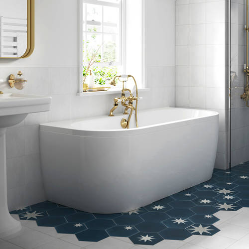 Larger image of BC Designs Monreale Back To Wall Bath With Panel 1700x750mm (White).