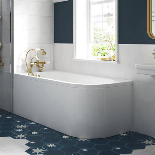 Larger image of BC Designs Amerina Corner Bath With Panel 1700mm (LH, White).