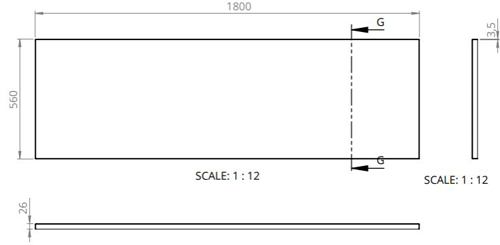 Technical image of BC Designs SolidBlue Reinforced Front Bath Panel 1800x560mm (White).