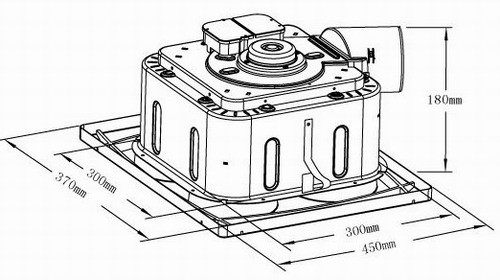 Technical image of BathroomHalo Bathroom Light, Quad Heaters And Extractor Fan In One Unit.