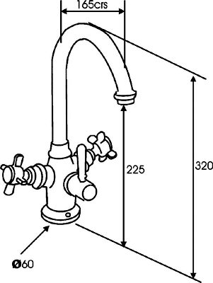 Technical image of Brita Filter Taps Rosedale Traditional Water Filter Kitchen Tap.