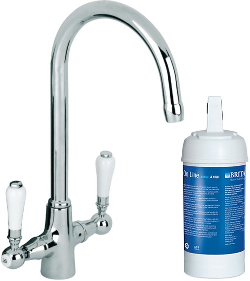 Larger image of Mayfair Kitchen Kitchen Tap With Brita On Line Active Filter Kit (Chrome).