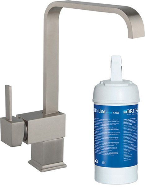 Larger image of Hydra Megan Kitchen Tap With Brita On Line Filter Kit (Brushed Steel).