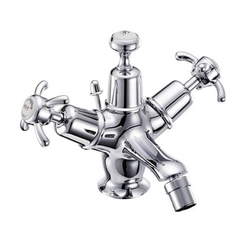 Larger image of Burlington Anglesey Bidet Tap With Pop Up Waste (Chrome & White).