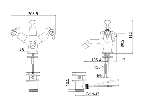 Additional image for Bidet Tap With Pop Up Waste (Chrome & Medici).