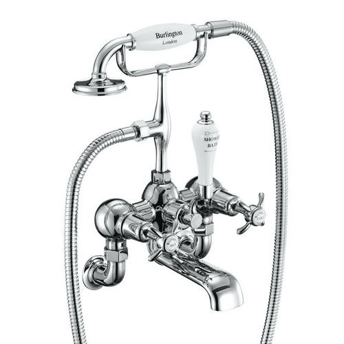 Larger image of Burlington Anglesey Wall Mounted BSM Tap With Kit (Chrome & White).