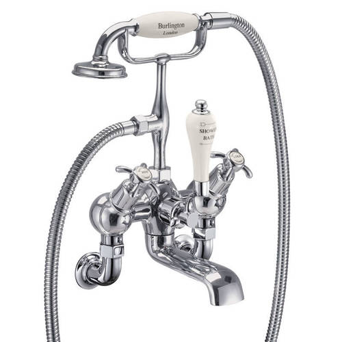 Larger image of Burlington Anglesey Wall Mounted Angled BSM Tap (Chrome & Medici).