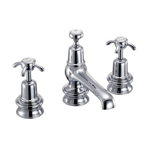 Larger image of Burlington Anglesey 3 Hole Basin Tap With Pop Up Waste (Chrome & White).