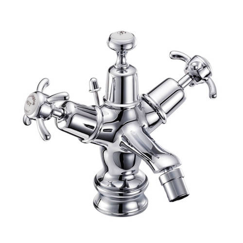 Larger image of Burlington Anglesey Bidet Tap With Pop Up Waste (Chrome & White).