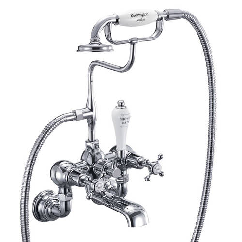 Larger image of Burlington Claremont Wall Mounted BSM Tap With Kit (Chrome & White).