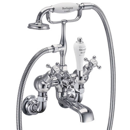 Larger image of Burlington Claremont Wall Mounted Angled BSM Tap (Chrome & White).