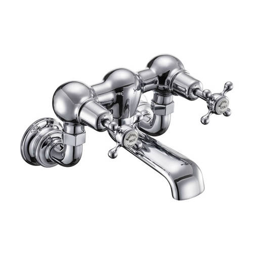 Larger image of Burlington Claremont Wall Mounted Bath Filler Tap (Chrome & White).