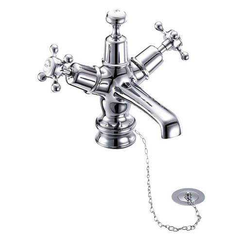 Larger image of Burlington Claremont Basin Tap With Plug & Chain Waste (Chrome & White).