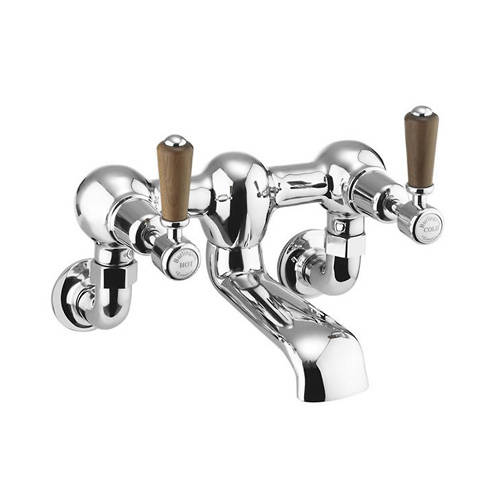 Larger image of Burlington Kensington Wall Mounted Bath Filler Tap (Chrome & Walnut).
