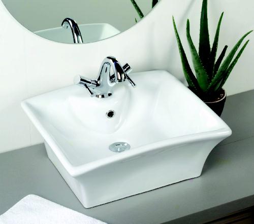 Example image of Lecico Bowls Square Free-Standing Bowl with 1 tap hole. 475x475x185mm