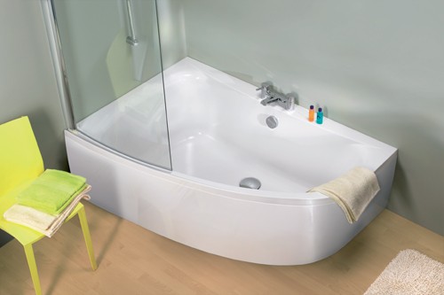 Larger image of Saninova Complete Clio Shower Bath (Left Handed).  1500x1000mm.