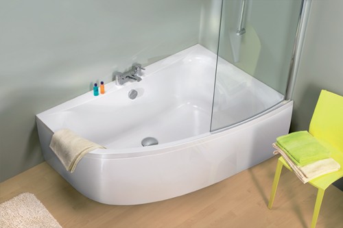 Larger image of Saninova Complete Clio Shower Bath (Right Hand).  1500x1000mm.
