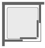 Technical image of Image Ultra 800mm shower enclosure with sliding corner doors.