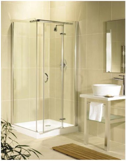 Larger image of Image Allure 800x800mm right hand shower enclosure with hinged door.