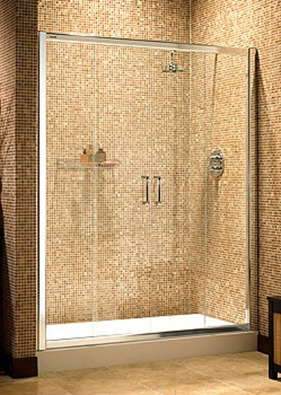 Larger image of Image Ultra 1500mm 4 panel jumbo sliding shower enclosure door.
